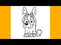 How To Draw Christmas Bluey Super Easy Step By Step 