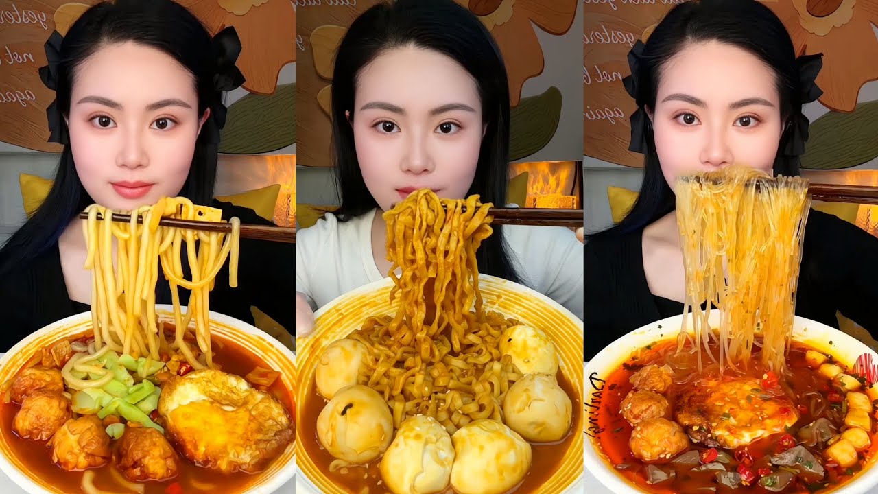 Chinese Spicy Fire Noodles Mukbang Eating | 불닭볶음면 먹방 | 매운라면/생라면 먹방 | 중국면 계란 먹방 ASMR