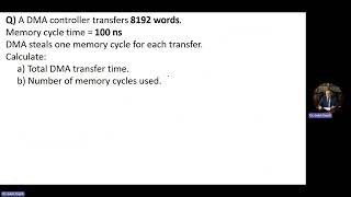 Calculate total DMA transfer time and number of memory cycles used