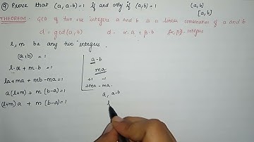 9. Prove that (a,a-b)=1 if and only if (a,b)=1 | Unit 3 | Algebra and Number Theory Anna University