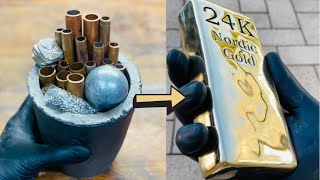 การหล่อทองคำแบบนอร์ดิกที่บ้าน - ถังขยะสู่สมบัติ - การหลอมโลหะ ASMR - BigStackD Copper Alloy