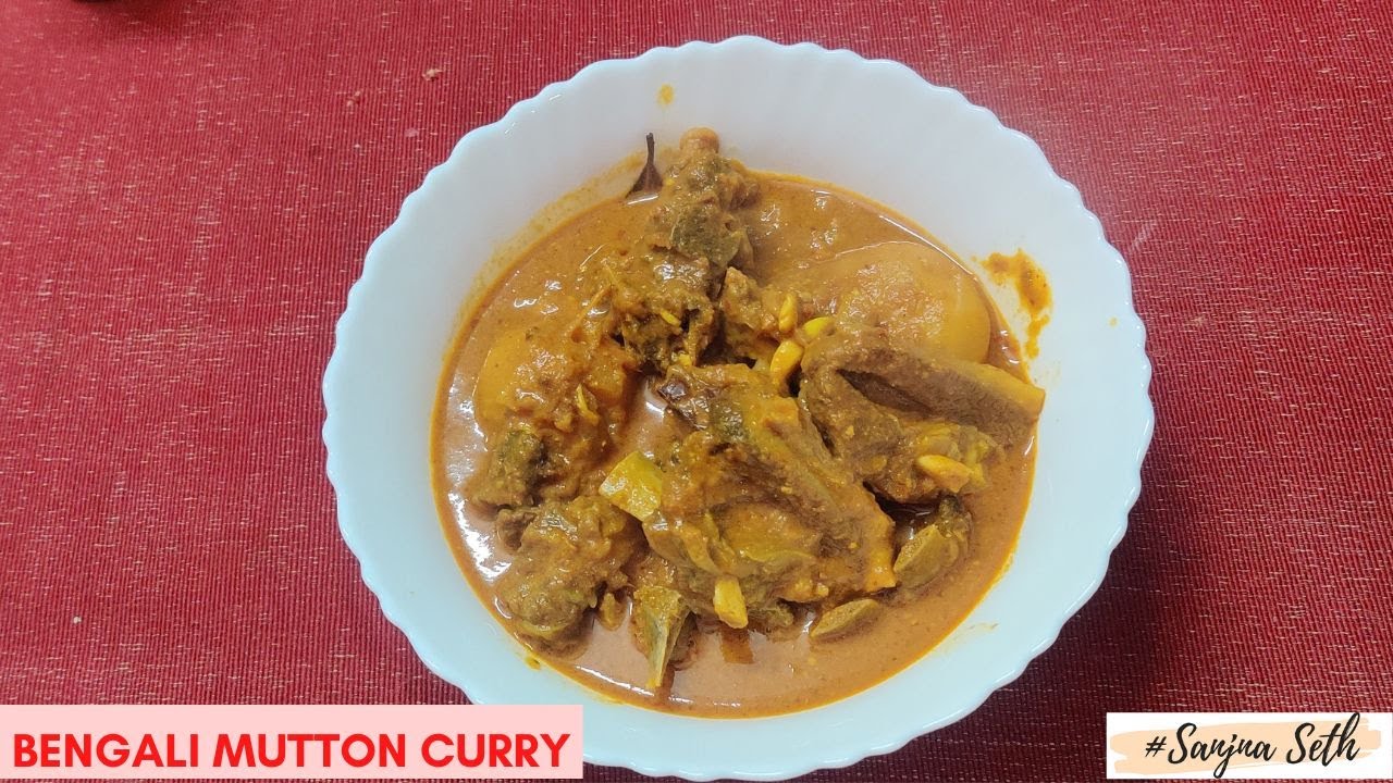 Bengali Mutton Curry, Mutton curry with potato, লাল ঝোলে খাসির মাংস ...