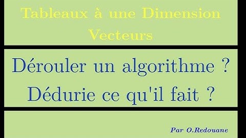 Comment dérouler un algorithme ?
