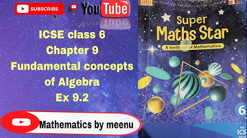 ICSE Mathematics class 6, Super math star class 6, chapter 9, Fundamental concepts of Algebra Ex 9.2