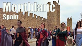 🛡Montblanc⚔️ Walk Tour 4K, Tarragona Spain🇪🇸