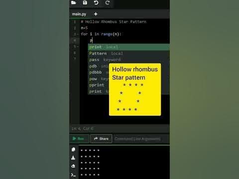 Hollow rhombus star pattern|pattern Printing in python #starpattern # ...