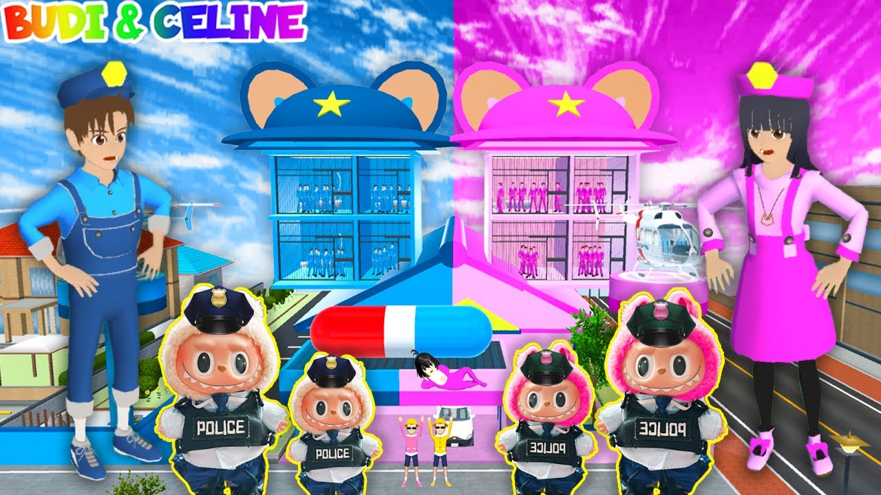 Yuta Jadi Polisi Labubu Biru 🔵 VS Mio Jadi Polisi Labubu Pink 💖 | Sakura School Simulator