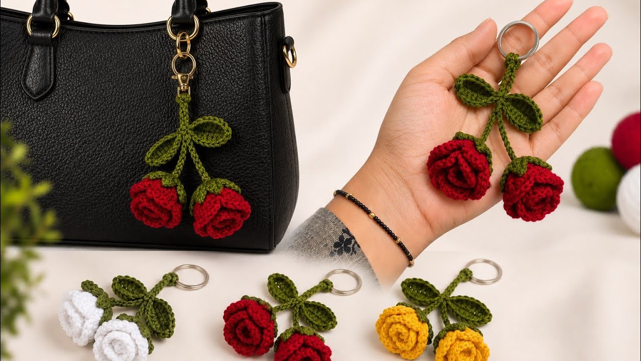 Crochet Rose Keychain | Beginner Friendly | Explained Step by Step