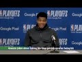 Bucks MVP Giannis Antetokounmpo talks rest after Game 4 vs. Celtics, 'Dad Joke" reference