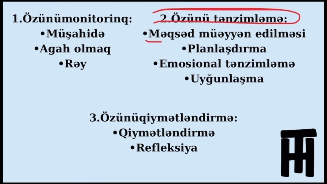 📌Metakoqnitiv bacarıqların formalaşdırılması.