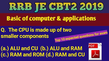 RRB JE cbt2 classes||Basic of computer & applications||Top 10 questions for exam||