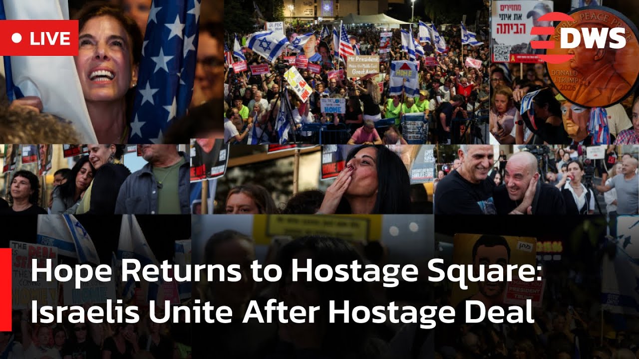 🔴 LIVE: Thousands Gather in Tel Aviv as Ceasefire and Hostage Deal Take Effect | DWS News | AC14