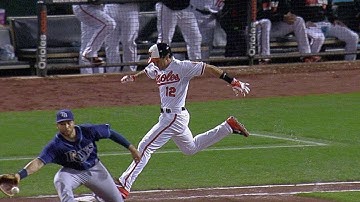 TB@BAL: Rays challenge play at first in the 5th