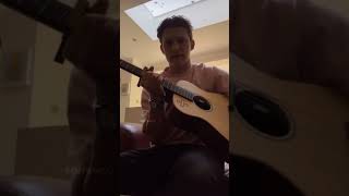 Tom Holland playing ‘Here comes the sun’ on his guitar