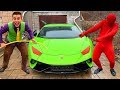 13+ Red Man painted Headlights Car VS Mr. Joe in Car Wash on Lamborghini Huracan