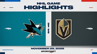 Nhl Highlights Sharks Vs. Den Knights - November 29, 2025