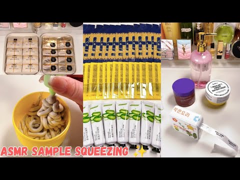 ASMR ~ Satisfying Immersive Sample Squeezing ✨Skincare Refill Restock.#asmr #refill #sample#products