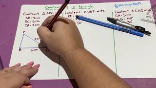 Construct a triangle with ruler, compass and protractor