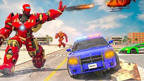 Flying police robot hero android game play 3