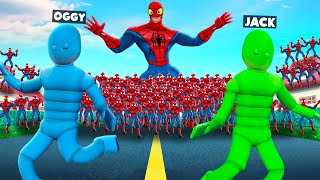 Spider Man Army vs Oggy And Jack In Overgrowth