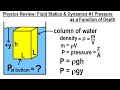 Physics Review: Fluid Statics and Dynamics #1 Pressure as a Function of Depth