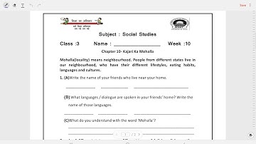 SMCD Class 3 Social Studies Worksheet Solution week 10(6/8/21) Topic: Kajari  ka Mohalla