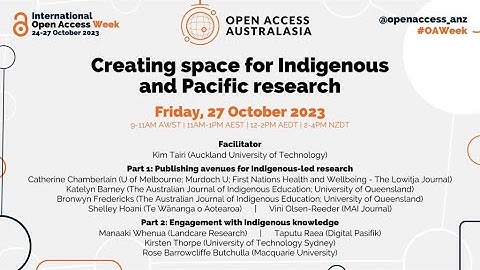 OA Week 2023 - Creating a space for indigenous and Pacific research