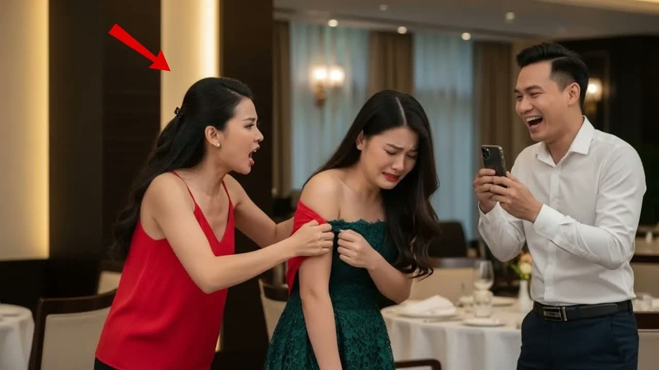 Tiểu Tam tát vợ giữa nhà hàng đông người, chồng còn quay clip, 5 phút sau nữ đại tá công an bước và