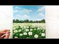 Daisy flower garden   easy spring painting for beginners  easy flower field acrylic painting