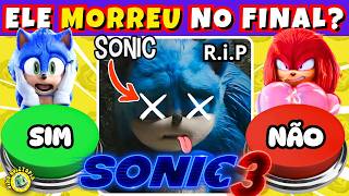 ⚡🦔🔵 ✔️SIM OU NÃO ❌ SONIC 3 O FILME ⚡🔵 SÓ FÃS DE VERDADE ACERTAM TUDO! 🔊 #dinoquiztopia #sonic3 #quiz