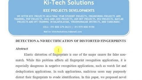 DETECTION A ND RECTIFICATION OF DISTORTED FINGERPRINTS