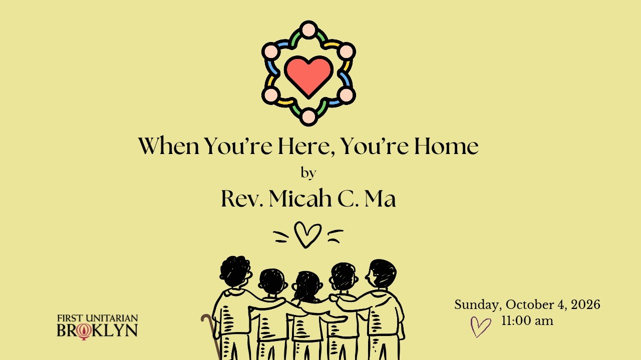 This Sunday’s service, October 4, 2026, is being led by Rev. Micah C. Ma, Interim Minister