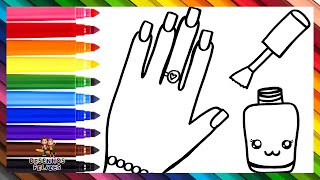 Desenhar e Colorir uma Mão com Esmalte de Unha Arco Íris 💅🌈 Desenhos para Crianças screenshot 3