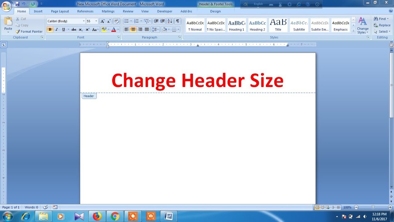 reset header and footer in word