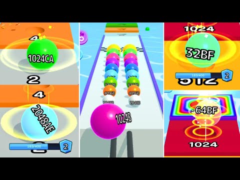 1024CU Level Mode-Ball Run 2048 vs Jelly Run 2048 (64T) | 2048A & 4096A powerGaugeLevel Exclusive!