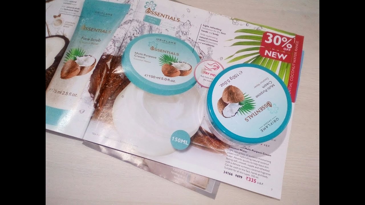 Oriflame essential multi purpose coconut water cream YouTube