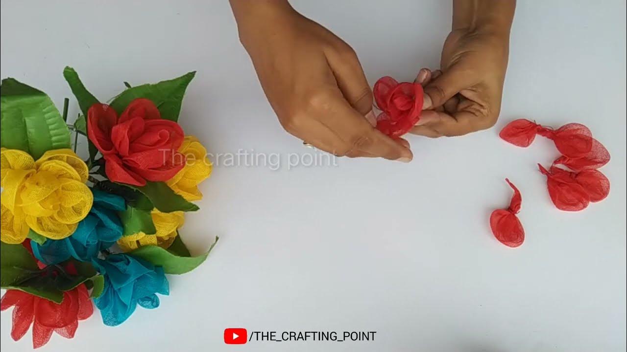 rose flower making with organdy cloth | how to make organdy flower | # ...