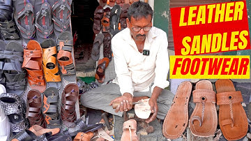 Leather SANDALS from vulcanized rubber with Handmade Footwear / Small Scale Industries