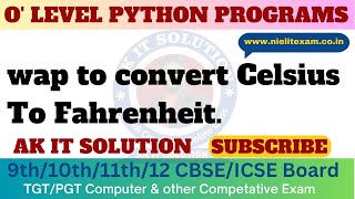 Program Convert Celsius to Fahrenheit in Python || Convert Celsius To Fahrenheit || python program