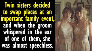 Twin sisters decided to swap places at an important family event, and when the groom whispered...