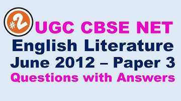 English Literature UGC NET June 2012 Paper 3 Questions with Answers