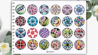 24 easy colorful zentangle patterns for beginners ✺ circular zentangle patterns ✺ zentangle art