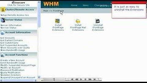 Cari.net -Managing FrontPage Extensions In WHM