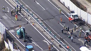 【空撮動画】地震で各地に被害　東北自動車道、仙台城の様子