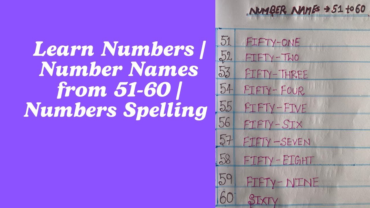 Learn Numbers || Number Names - 51 to 60 || Numbers Spelling