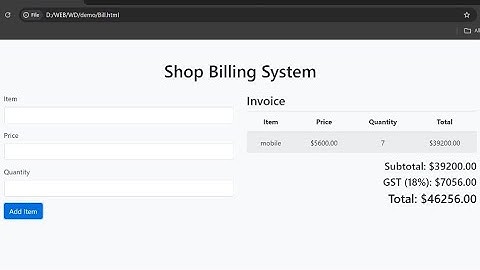 Respobsive Shop Billing System with Invoice using html css bootstrap and javascript