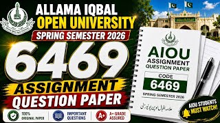 6469code aiou  |6469assingment Question Paper | Allama Iqbal Open University Spring Semester 2026