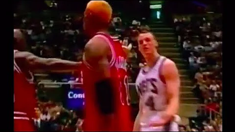 Dennis Rodman SLAPS rookie Keith Van Horn in the f...