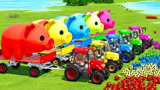 TRANSPORT GIANT PIGS & SMALL SOCCER BALLS WITH RIGITRAC & BUHRER TRACTORS  Farming Simulator 22