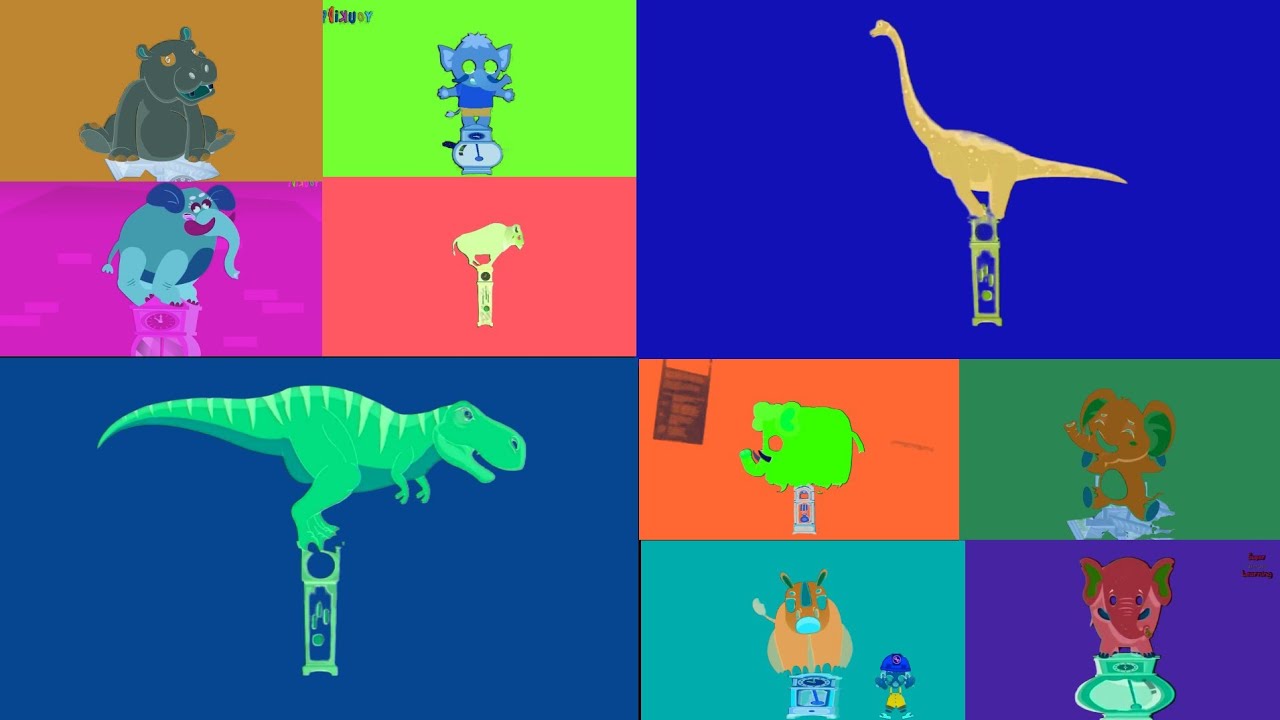 HICKORY DICKORY DOCK💥DINOSAUR🦕ELEPHANT🐘MAMMOTH🦣HIPPO🦛✓EFFECTS:BOUNCE+COLOR INVERSION😱😍✨
